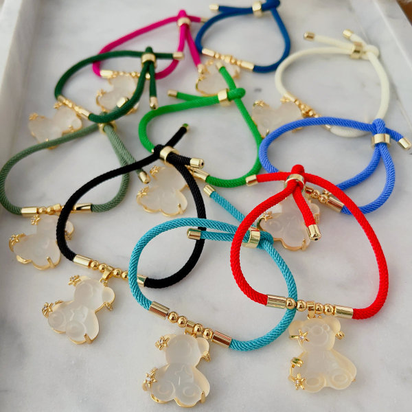 Bear pendant cord bracelet