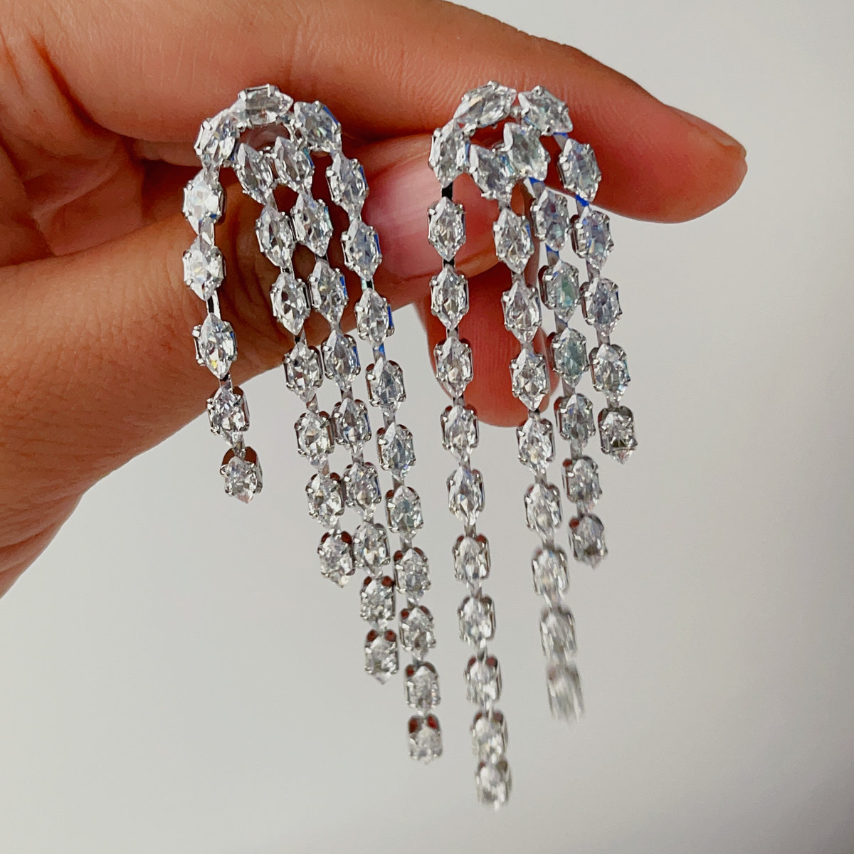 Pave chain earrings
