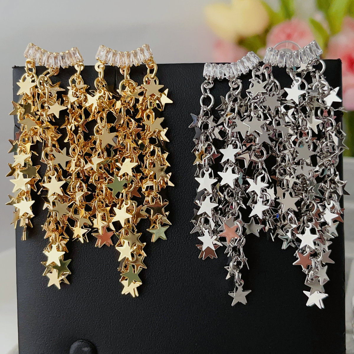 Star chain tassel earrings
