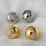 Pave heart ball earrings
