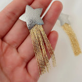 Chain tassel heart earrings