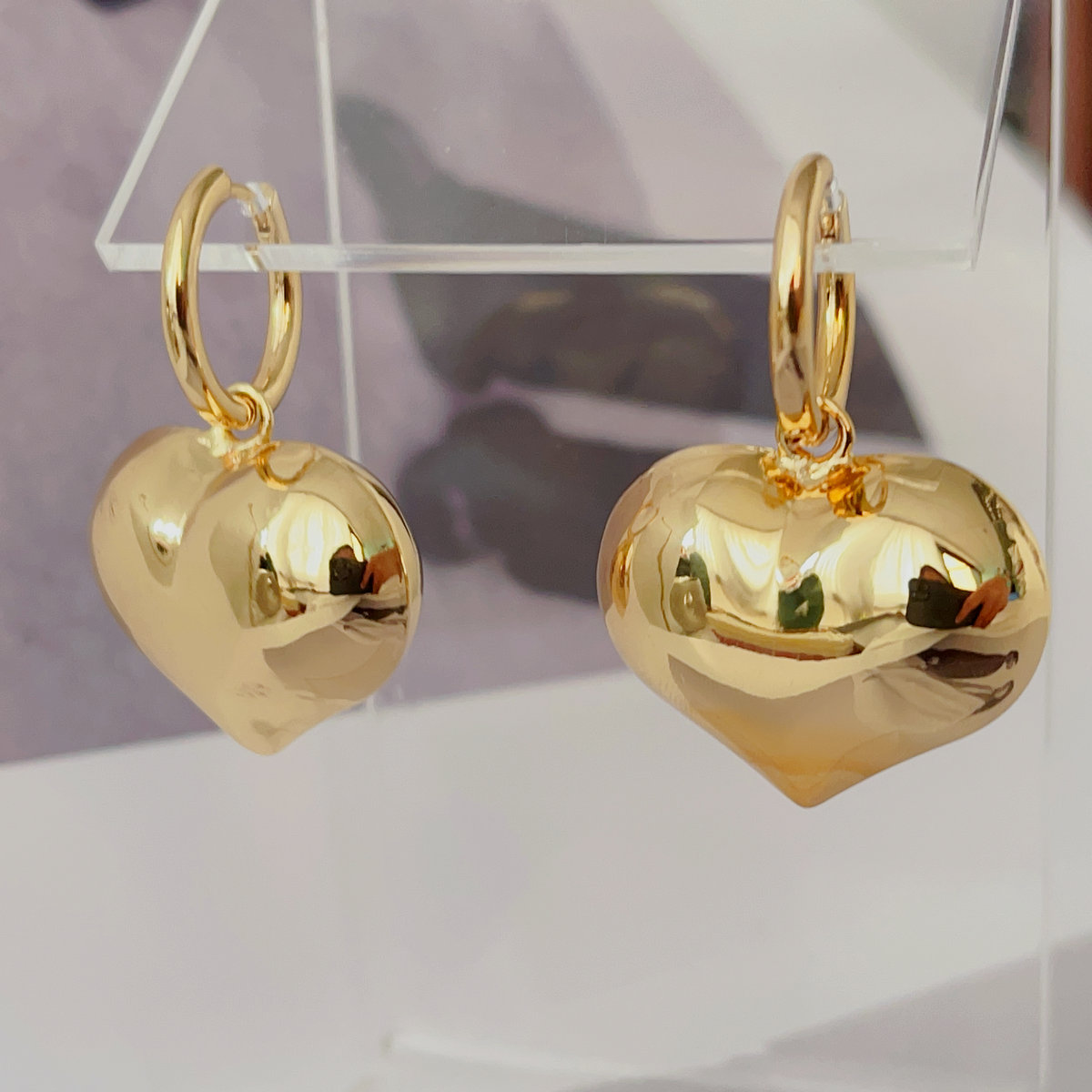 Fat heart pendant earrings