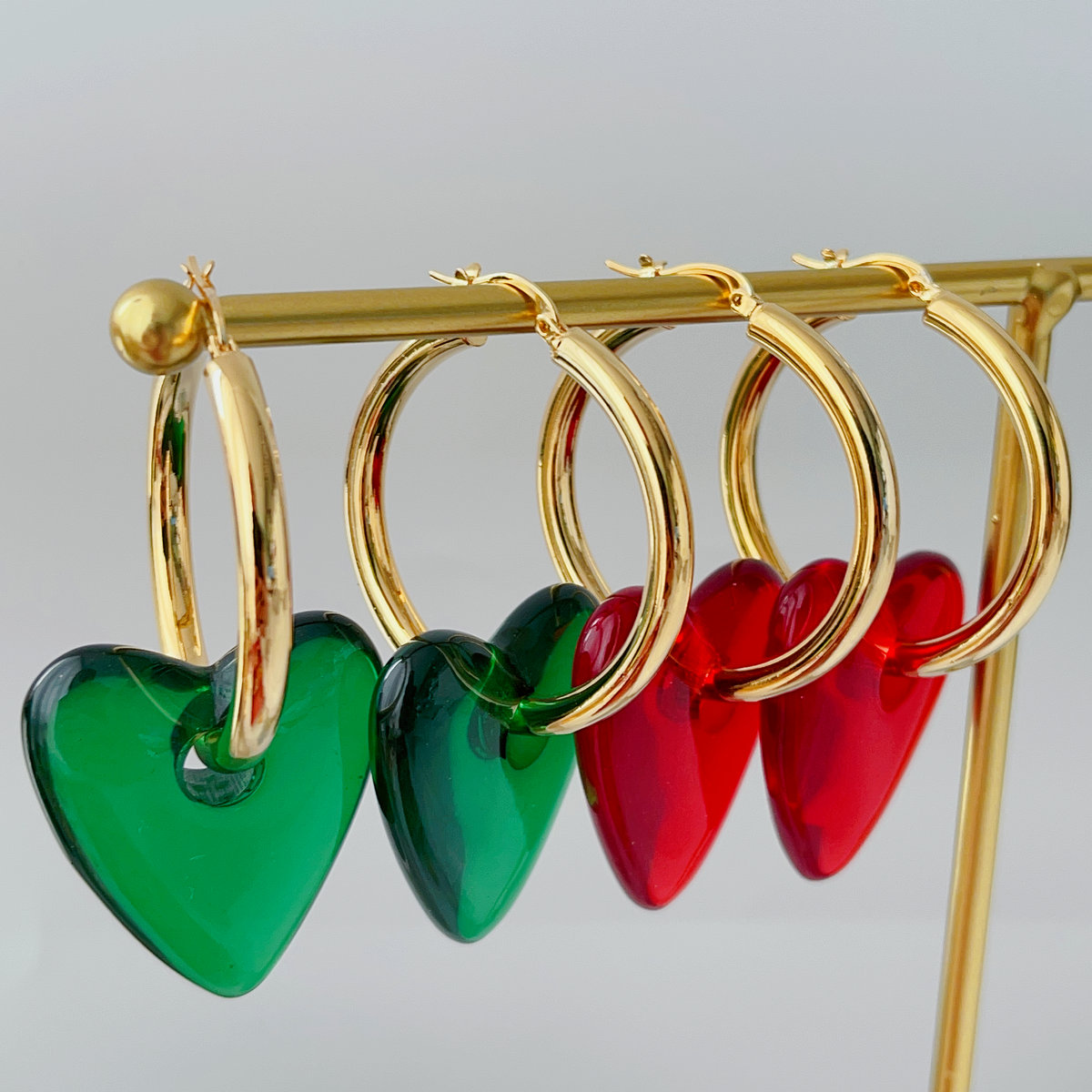 Big glass heart hoops