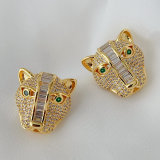 Pave white leopard earrings