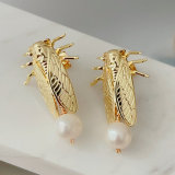 Cicada pearl earrings