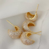 Pave zircon moon hoops