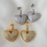 Pave heart earrings