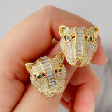 Pave white leopard earrings
