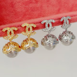 Big drop pearl channel earrings