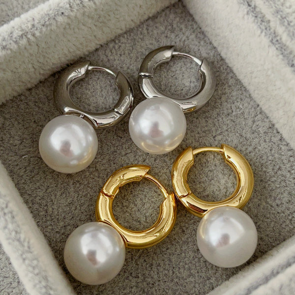 Big pearl drop earrings