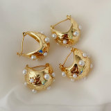 Pearl moon hoops