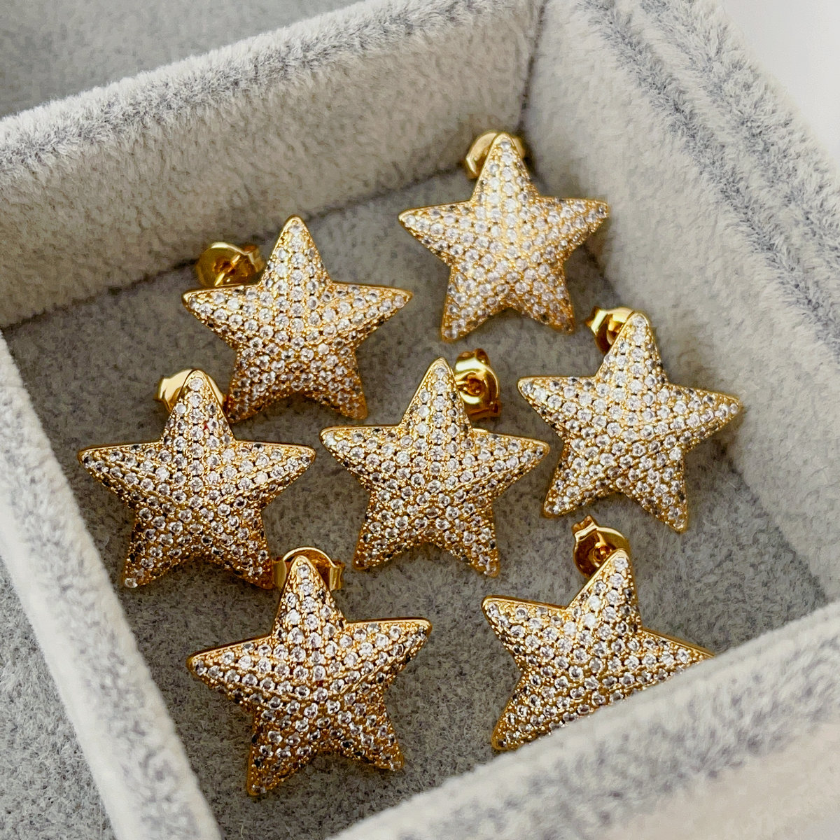 Pave star earrings