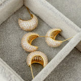 Pave zircon moon hoops
