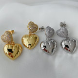 Metal heart pendant earrings
