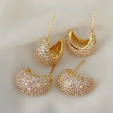 Pave zircon moon hoops