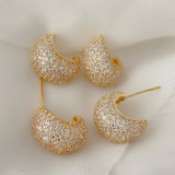 Pave zircon moon hoops