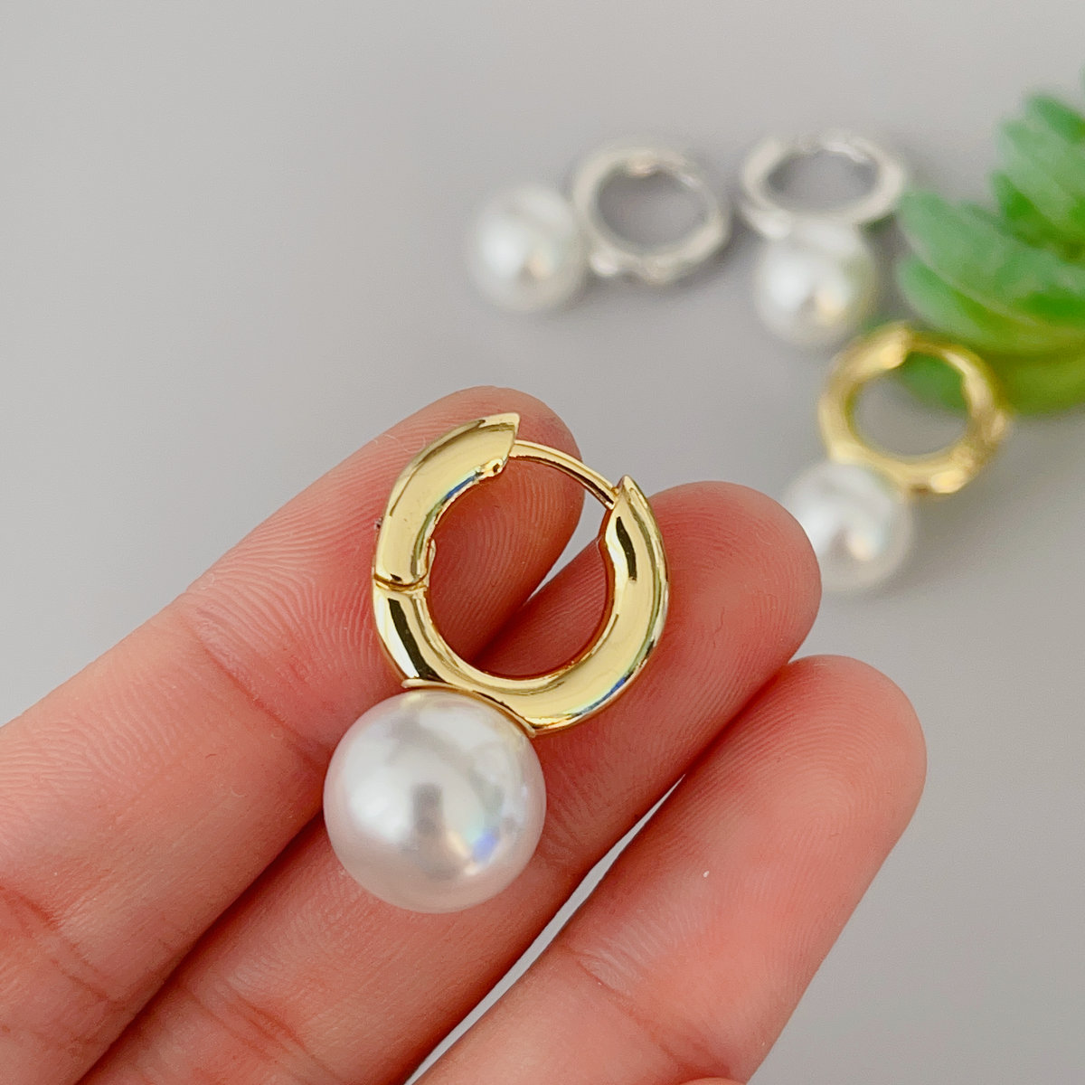 Big pearl drop earrings