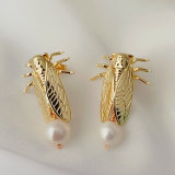 Cicada pearl earrings