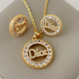 Pave set earring with necklace