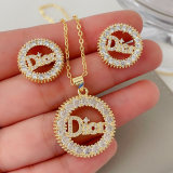Pave set earring with necklace
