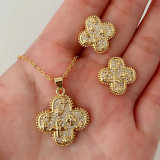Pave flower set earrings