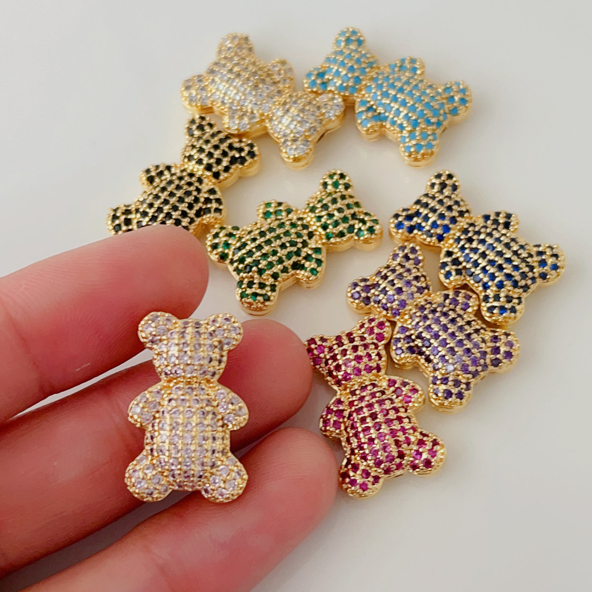 Pave teddy bear bead