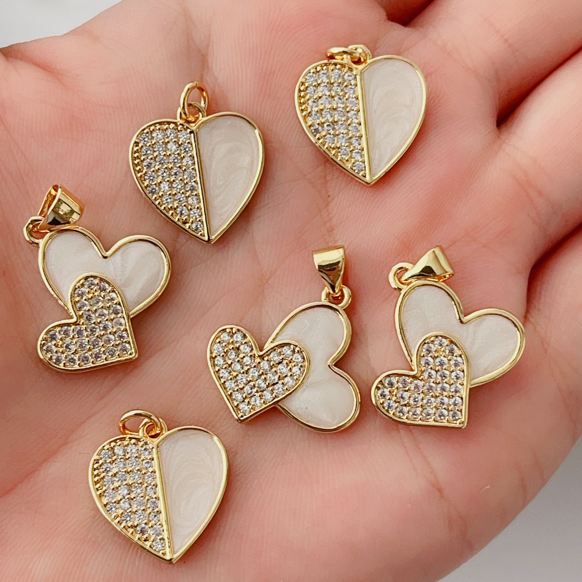Pave heart star charm