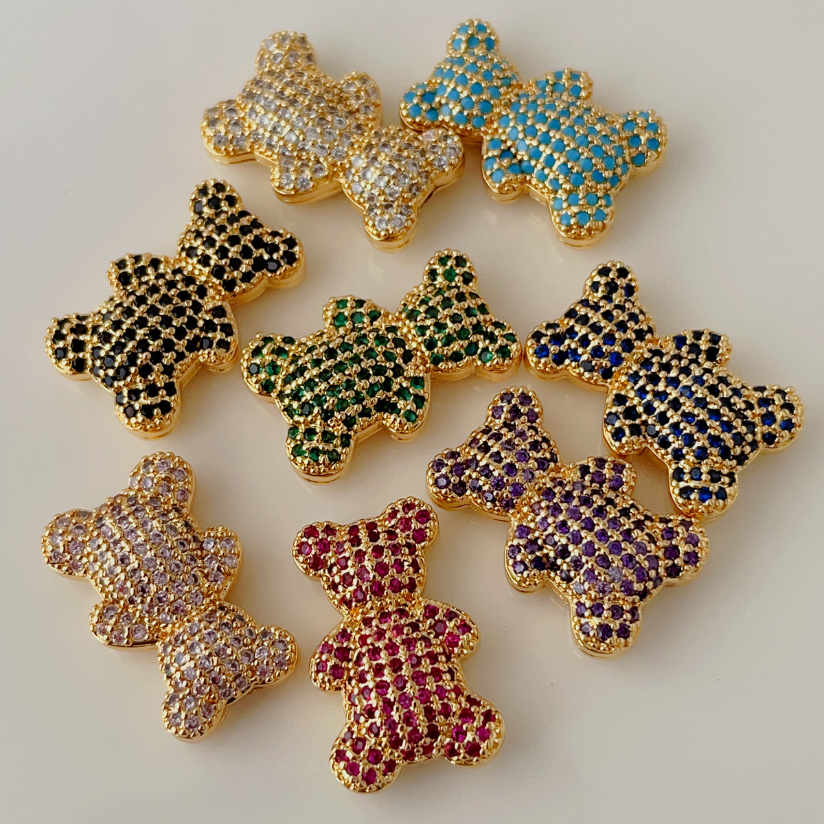 Pave teddy bear bead