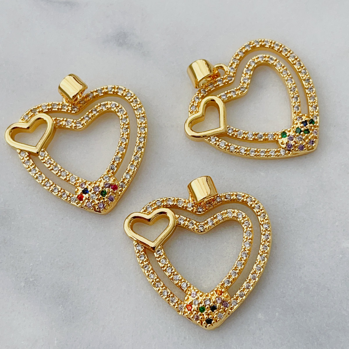 Pave heart charm