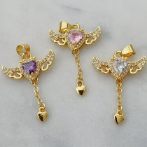 Pave angel heart charm