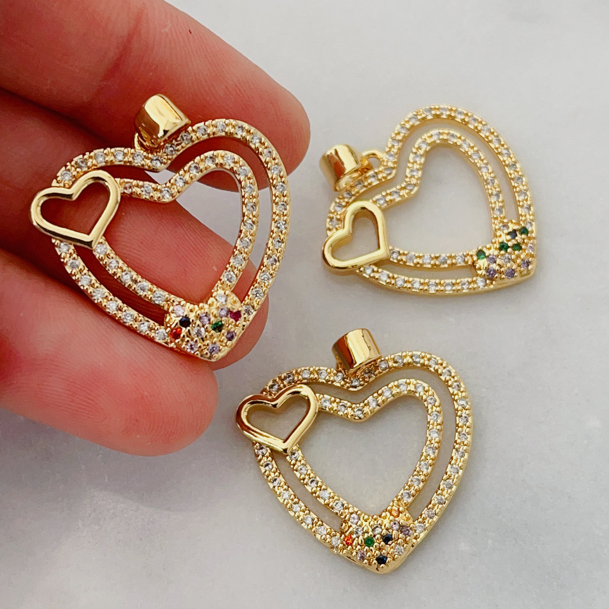 Pave heart charm