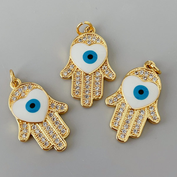 Enamel eye hand charm
