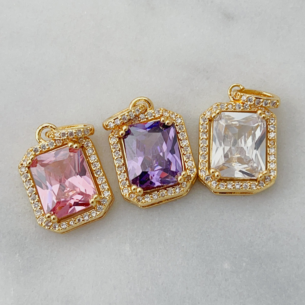 Pave square charm
