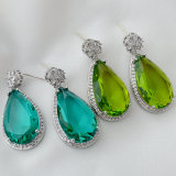 Water drop zircon pendant earrings
