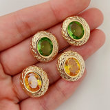 Round zircon earrings