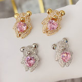 Pink bear earrings
