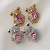 Pink bear earrings