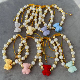 Fresh water pearl bear bracelet