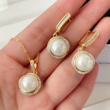 Drop pearl set earrings and necklace