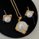 Circle pearl set earrings and necklace