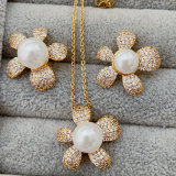 Pearl flower set earrings and necklace