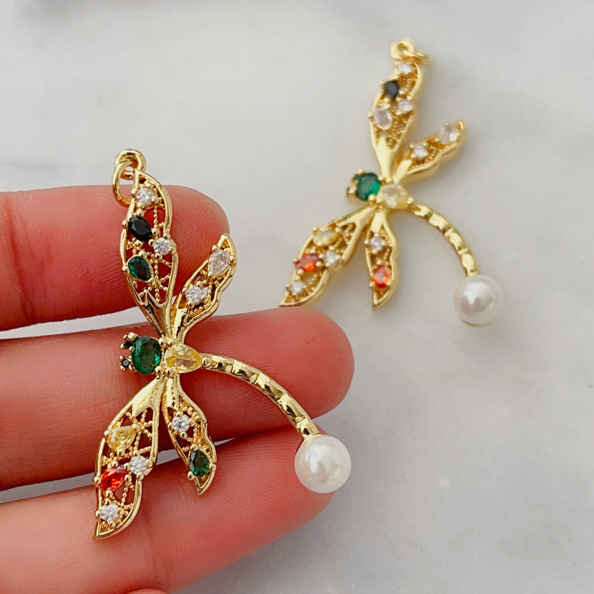 Colorful dragonfly charms