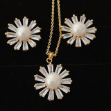 Pearl flower set earrings and necklace