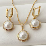 Drop pearl set earrings and necklace