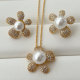 Pearl flower set earrings and necklace