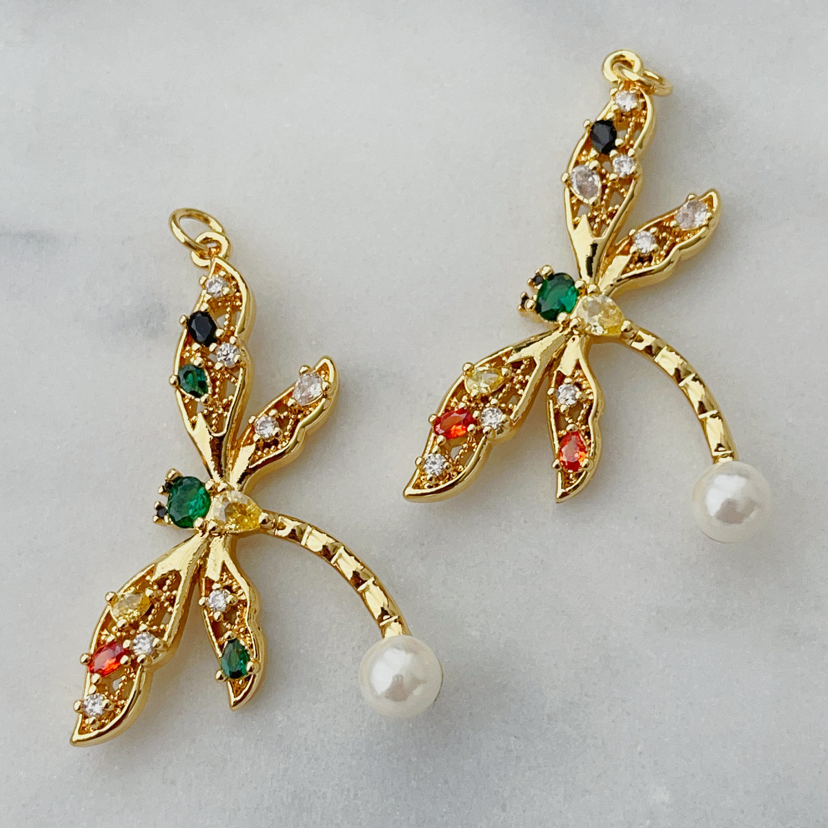 Colorful dragonfly charms