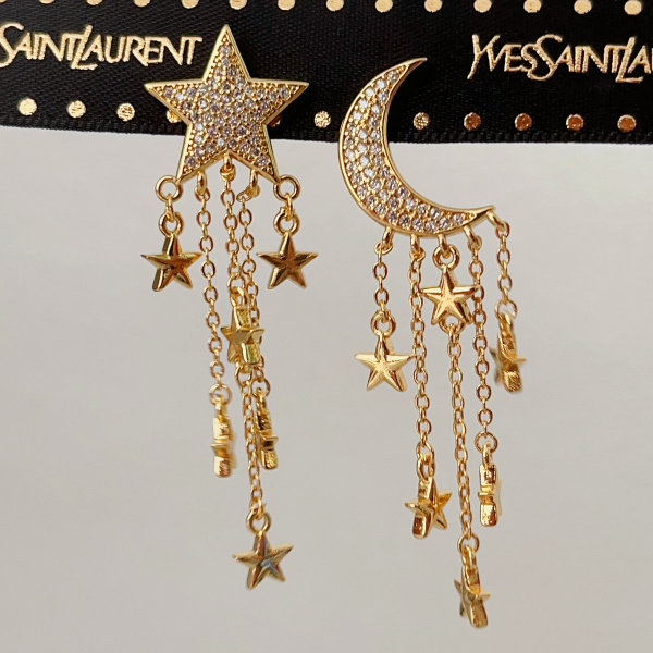 Star moon chain earrings