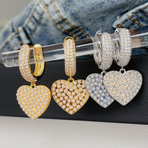 Pearl heart pendant earrings