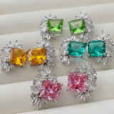 Pave zircon fan earrings
