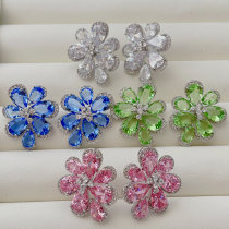 Pave flower earrings